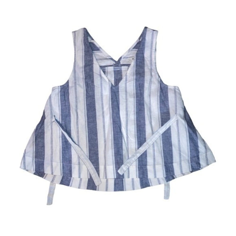 Madewell linen blend ties front and back striped blue white top nwt new